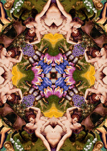 Floral  abstract rennaisance pattern with angels kissing von Mihalis Athanasopoulos