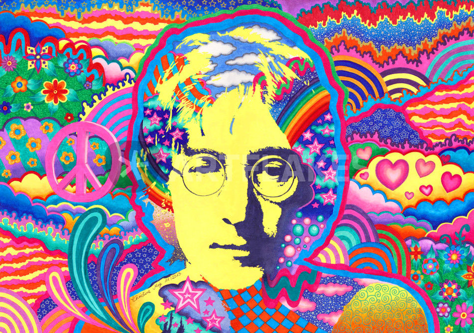 (Portrait Lennon)" Graphic/Illustration art and posters by Christine Moje -
