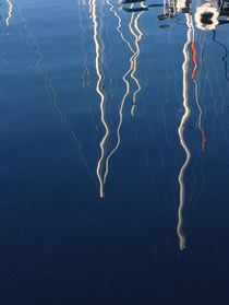 Abstract sail boats by Ruth Baker