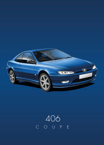 Peugeot 406 Coupe Poster Illustration by Russell  Wallis