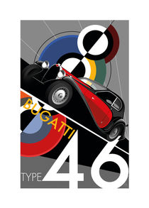 Bugatti Type 46 Poster Illustration by Russell  Wallis