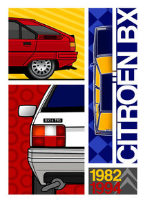 Citroen BX 1982 to 1994 Poster Illustration von Russell  Wallis