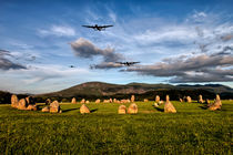 Lancaster Bombers with Fighter Escort by Roger Green