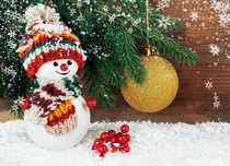 Christmas background with Snowman  by larisa-koshkina