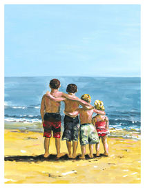4 Kids on Beach by Robin (Rob) Pelton