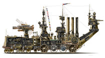 Steampunk Land Crawler M3 H1 Cutaway  by studio-octavio