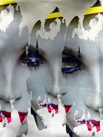 Three splitted faces by Gabi Hampe