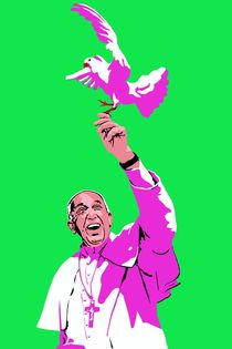 Papst mit Taube Gruen von Robert Bodemann