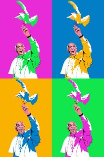 Papst mit Taube Pop Art Mix von Robert Bodemann