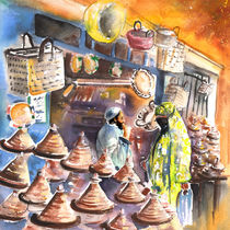 Pottery Seller in Essaouira von Miki de Goodaboom