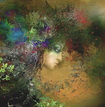 Woman l in a crown of flowers and herbs von Natalia Rudsina