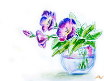 Spring flowers in vase, watercolor illustration von valenty