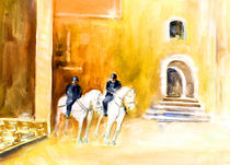 White Horses By The Cathedral In Palma De Mallorca von Miki de Goodaboom