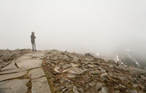 Person standing in fog on peak von Arletta Cwalina