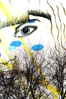 berlin street art behind trees  von mateart