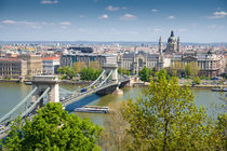 Kettenbrücke Donau und Stadtteil Pest - Budapest Ungarn by Matthias Hauser