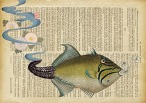 Vintage dictionary poster, "The fish". von Gloria Sánchez