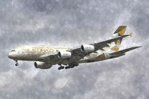 Etihad Airbus A380 Art by David Pyatt