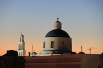 chapel in Thira, Santorini, at night by gunter70