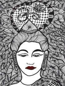 Buddha Zentangle 1 by Asri  Ballandat - Knobbe