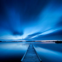 Jetty on a lake at dawn, near Amsterdam The Netherlands by Sara Winter