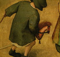 Kinderspiele, Detail eines Kindes mit einem Holzpferd von Pieter Brueghel the Elder