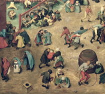 Kinderspiele: Detail der linken Abschnitt zeigt Kindern Bowling  von Pieter Brueghel the Elder