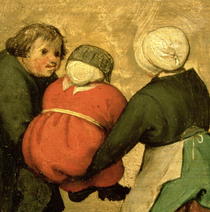 Kinderspiele: Detail eines Kindes durch zwei andere von Pieter Brueghel the Elder