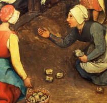 Kinderspiele: Detail eines Spiels werfen Knöchel Knochen von Pieter Brueghel the Elder