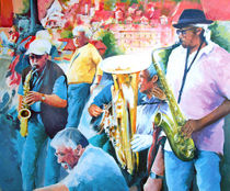 Menschen Malerei - Jazz auf der Karlsbrücke in Prag by Geert Bordich