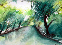 Aquarell Donaudelta Altarm by Sadullah Memisoglu