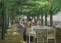 Die Terrasse vom Restaurant Jacob in Nienstedten an der Elbe by Max Liebermann