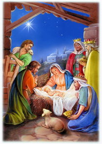 Religious christmas, nativity birth of jesus by arthousedesign