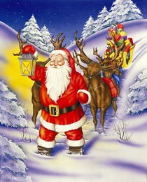 Christmas Santa with sledge and reindeer von arthousedesign