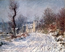 Die Straße nach Giverny, Winter von Claude Monet