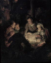 Die Anbetung der Hirten, Detail von Rembrandt Harmenszoon van Rijn