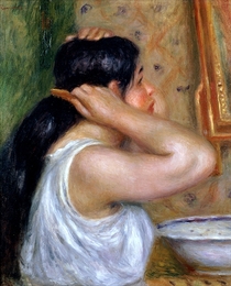 Mädchen das sich kämmt by Pierre-Auguste Renoir