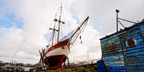 Segelschiff in Werft von Rolf Müller