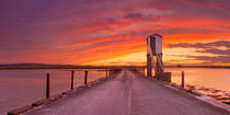 Holy Island of Lindisfarne, England causeway and refuge hut, sunset by Sara Winter