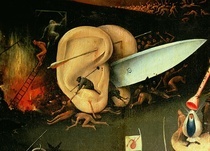 The Garden of Earthly Delights: Hell, right wing of triptych, de by Hieronymus Bosch
