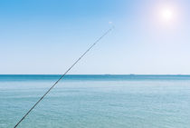 Fishing rods on the background of blue water von Serhii Zhukovskyi