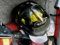 Fireman - Fire Fighter's Helmet Closeup by Susan Savad