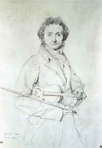 Portrait of Niccolo Paganini  by Jean Auguste Dominique Ingres