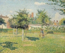 Woman in the Meadow at Eragny, Spring von Camille Pissarro
