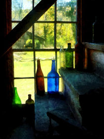 Colored Bottles On Steps by Susan Savad