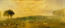 The Lake, Petworth: Sunset, Fighting Bucks von Joseph Mallord William Turner