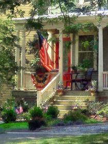House With Bunting and Flag by Susan Savad