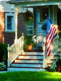 Porch With American Flag by Susan Savad
