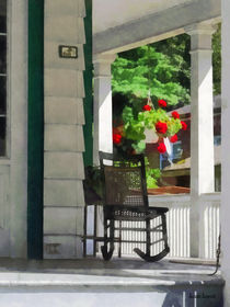 Porch With Rocking Chair and Geraniums by Susan Savad