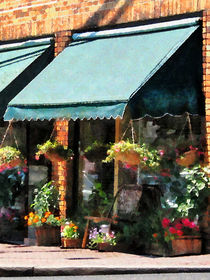Flower Shop With Green Awnings by Susan Savad
